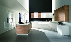 Küchenoberfläche aus Kunststoff: Nussbaum-Dekor | weiß