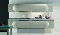 Italienische Designerküche mit Küchenoberfläche in Mattlack beige (Aster Cucine Trendy Space)